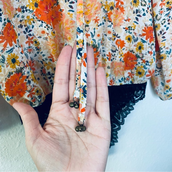 Intimately Free People NEW Say It To Me Floral Ruffle Tie Front Bodysuit Medium - Picture 5 of 9